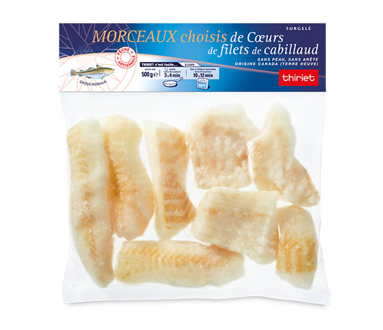 Morceaux choisis de coeurs de filets de cabillaud