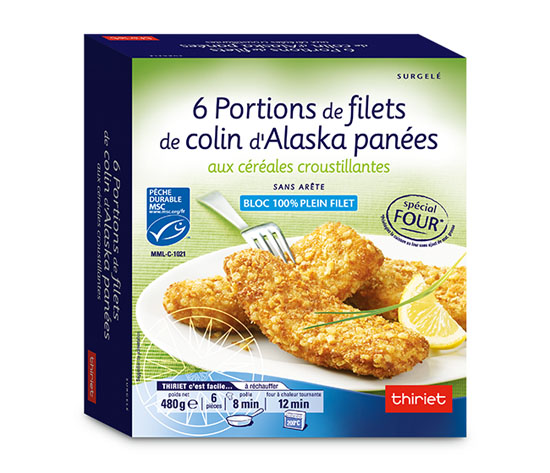 6 Portions panées de filets de colin d'Alaska