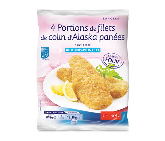 4 Portions de filets de colin d'Alaska panées