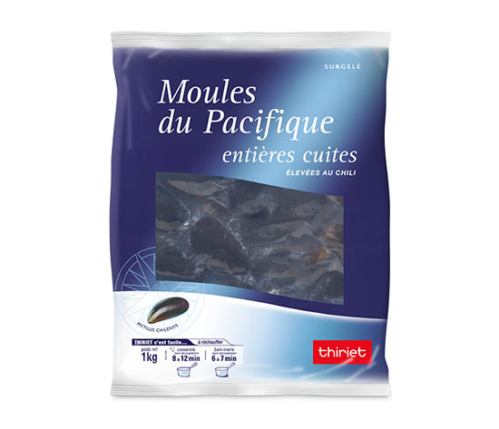 Moules du Pacifique entières cuites dans leur jus