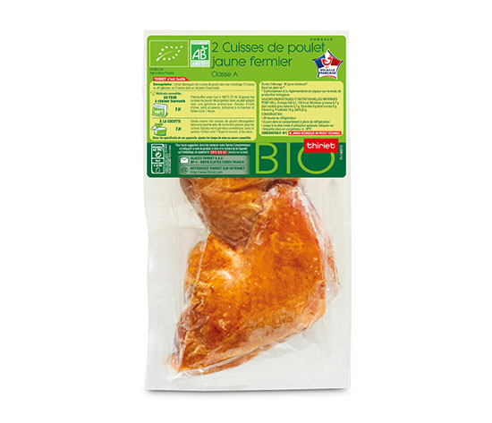 2 Cuisses de poulet jaune fermier biologique