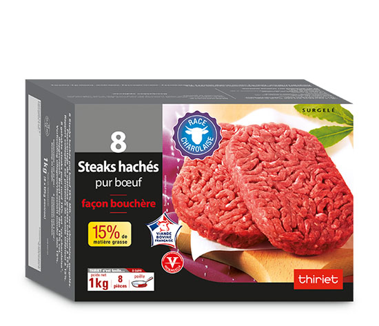 8 Steaks hachés pur boeuf 15% MG race Charolaise
