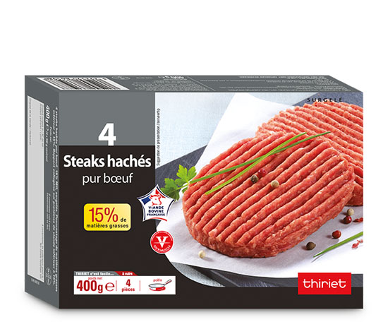 4 Steaks hachés pur boeuf 15% M.G.