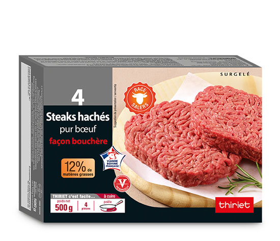 4 Steaks hachés pur boeuf 12% M.G. race Salers