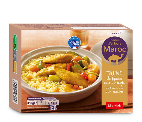 Tajine de poulet aux abricots, semoule aux raisins