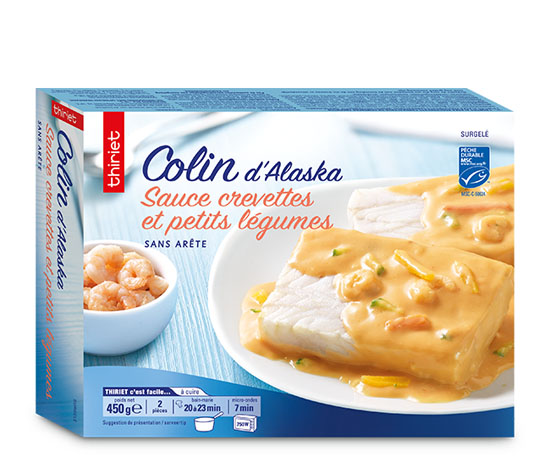 Colin d'Alaska sauce crevettes et petits légumes
