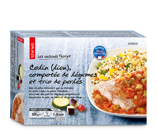 Colin lieu, compotée de légumes et trio de perles