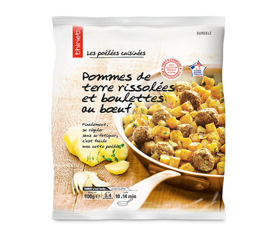 Pommes de terre rissolées et boulettes au boeuf