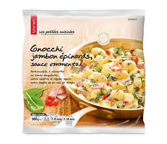 Gnocchi jambon, épinards, sauce emmental