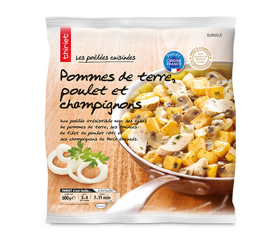 Pommes de terre, poulet et champignons de Paris