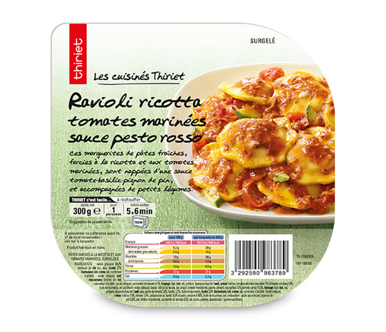 Ravioli ricotta/tomates marinées sauce pesto