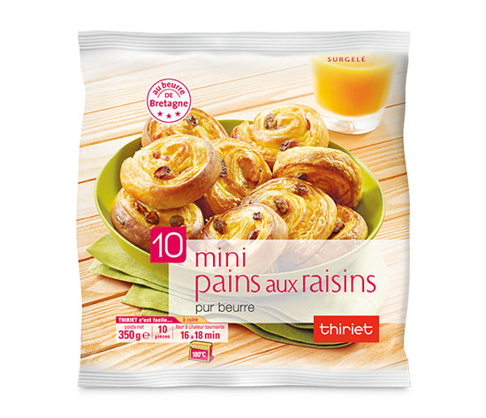 10 Mini pains aux raisins pur beurre