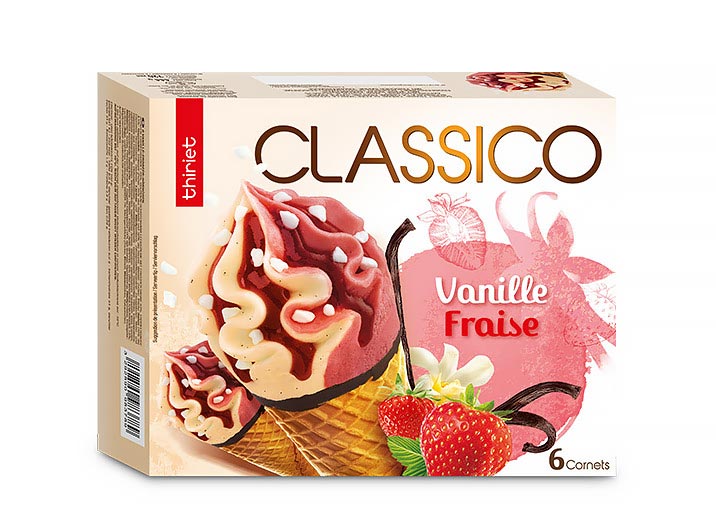 6 Cornets Classico Vanille gousse/Fraise