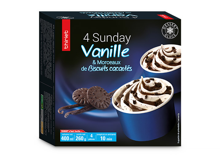 4 Sunday vanille et morceaux de biscuits cacaotés