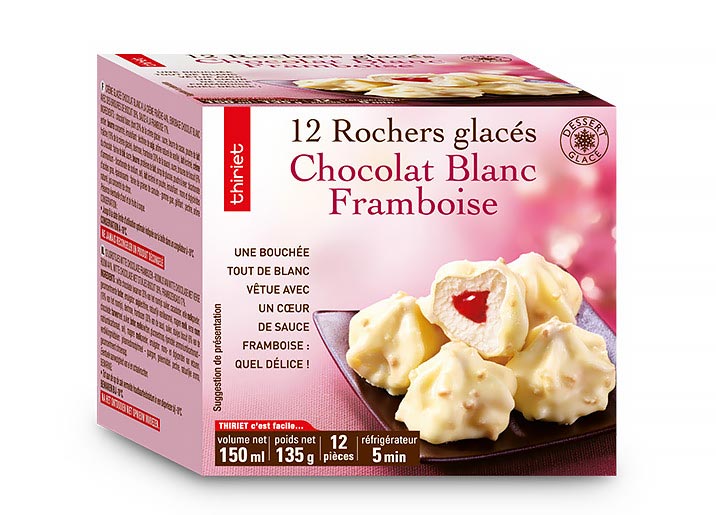 12 Rochers glacés chocolat blanc/framboise
