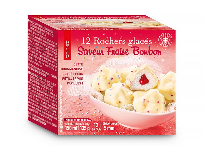 12 Rochers glacés saveur fraise bonbon