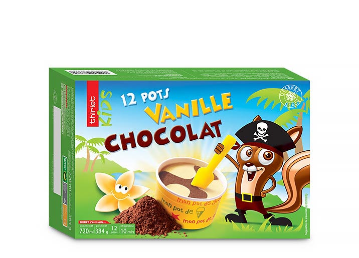 12 Pots Vanille/chocolat 'spécial enfants'