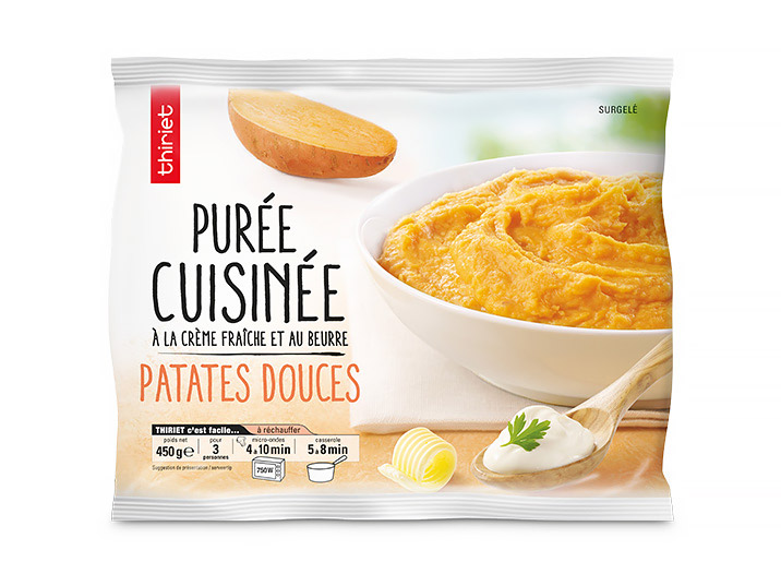 Purée de patate douce cuisinée surgelé, gamme Feuilletés, crêpes, snacking sur Thiriet