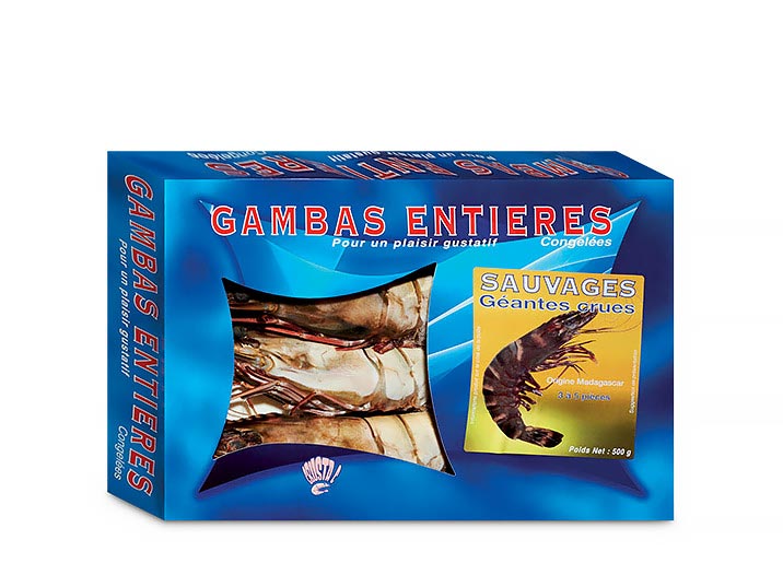 Gambas géantes sauvages entières crues