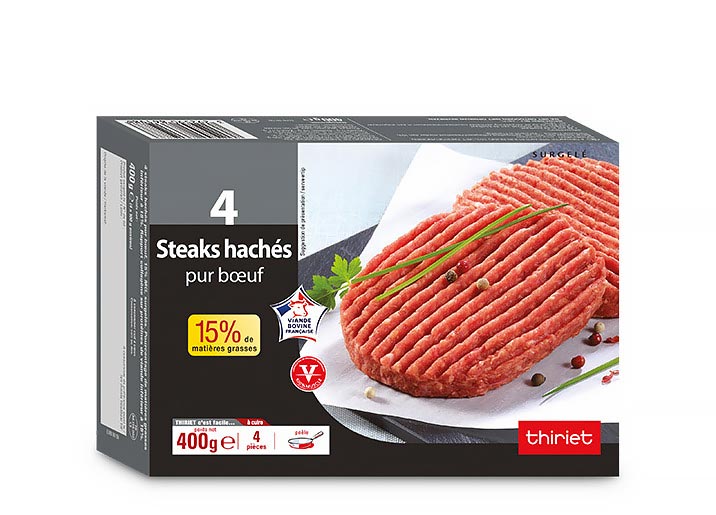 4 Steaks hachés pur boeuf 15% M.G.