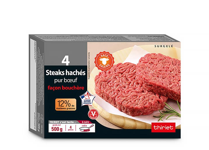4 Steaks hachés pur boeuf 12% M.G. race Salers