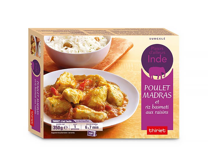 Poulet madras et riz basmati aux raisins