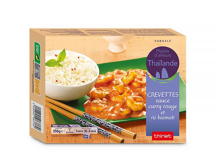 Crevettes sauce curry rouge et riz basmati