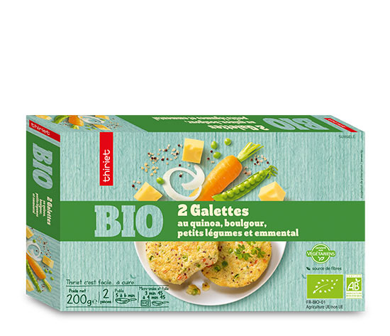 2 Galettes au quinoa, boulgour, légumes, emmental