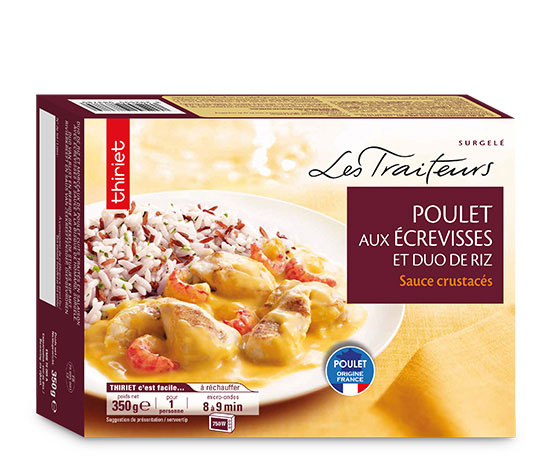Poulet aux écrevisses et duo de riz