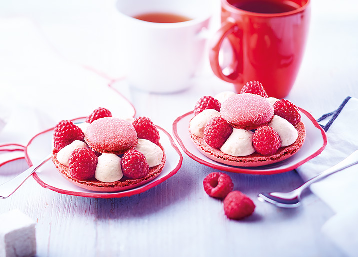 2 Macarons précieux framboise/vanille