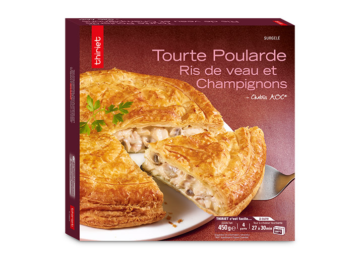 Tourte poularde, ris de veau et champignons