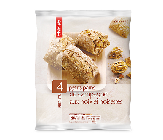 4 Petits pains de campagne aux noix et noisettes
