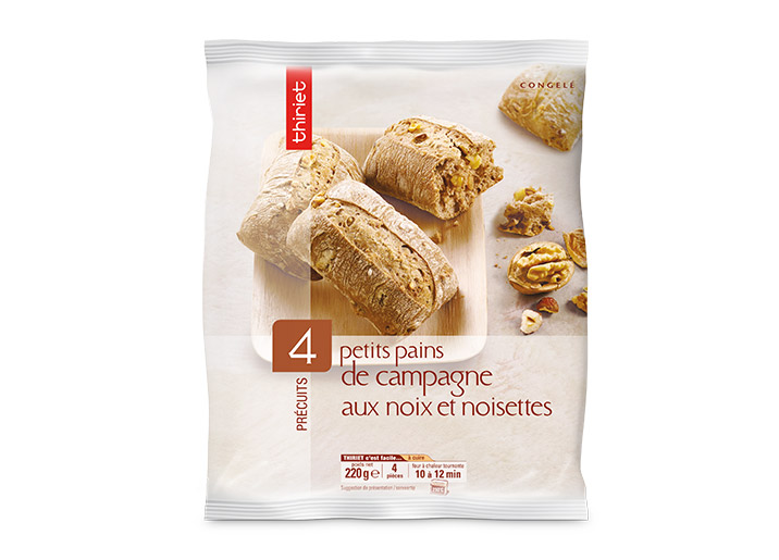 4 Petits pains de campagne aux noix et noisettes