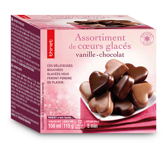 Amuses cœurs glacés vanille/chocolat