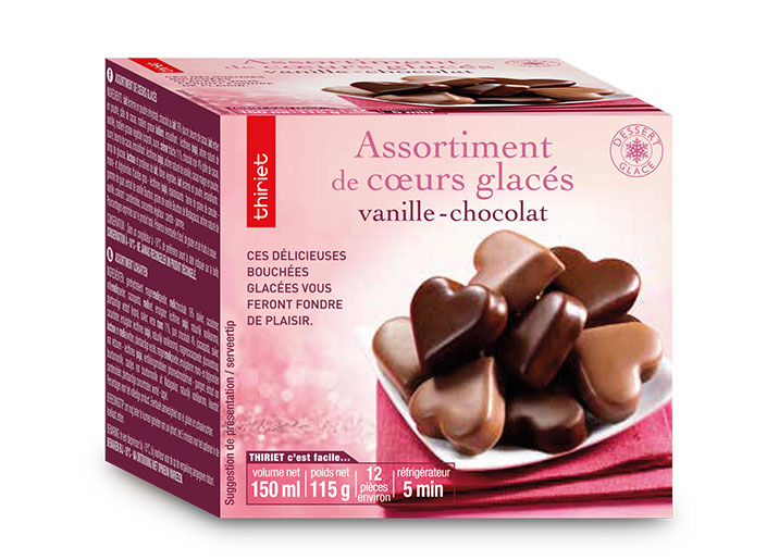 Amuses cœurs glacés vanille/chocolat
