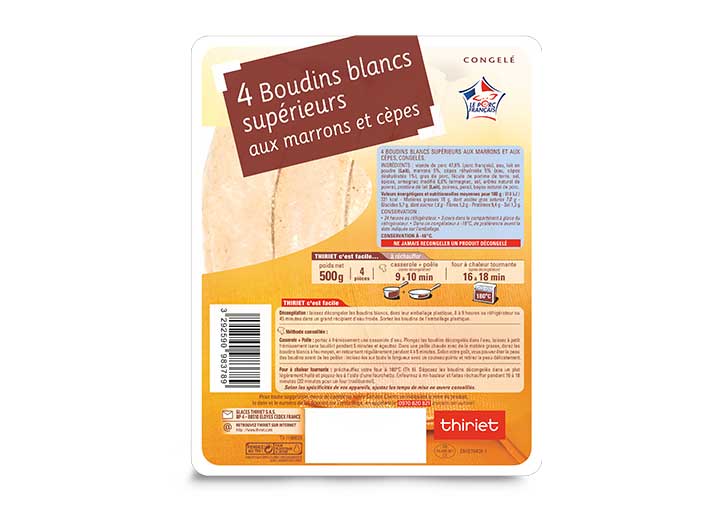 4 Boudins blancs supérieurs aux marrons et cèpes