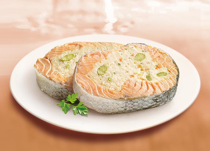 2 Tranches de filet de saumon farci surgelé, gamme Entrées Snacking