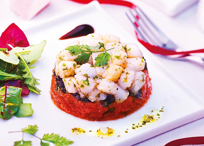 2 Pressés de St-Jacques*, compotée de tomate