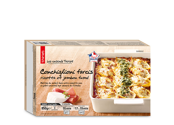 Conchiglioni farcis ricotta et jambon fumé