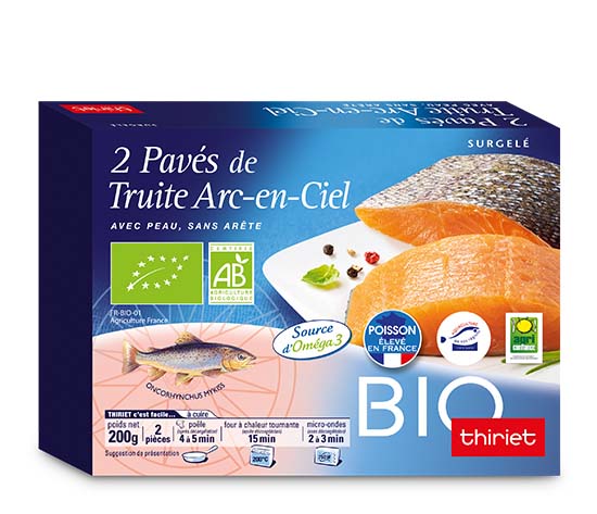 2 Pavés de truite arc-en-ciel avec peau biologique