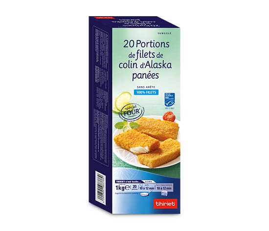 20 Portions de filets de colin d'Alaska panées