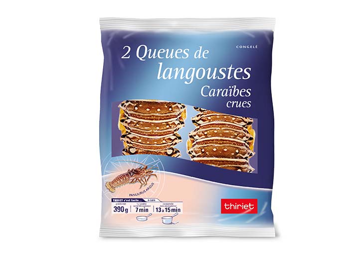 2 Queues de langoustes Caraïbes crues