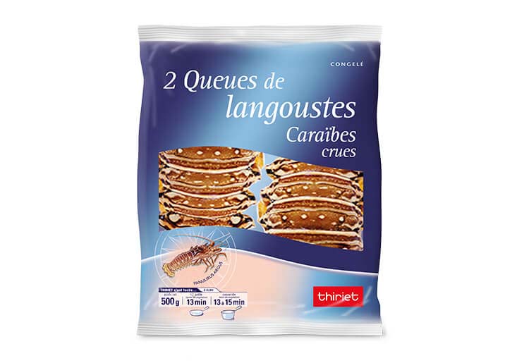 2 Queues de langoustes Caraïbes crues
