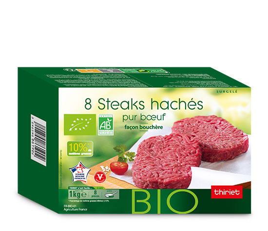 8 Steaks hachés pur boeuf 10% M.G. biologiques