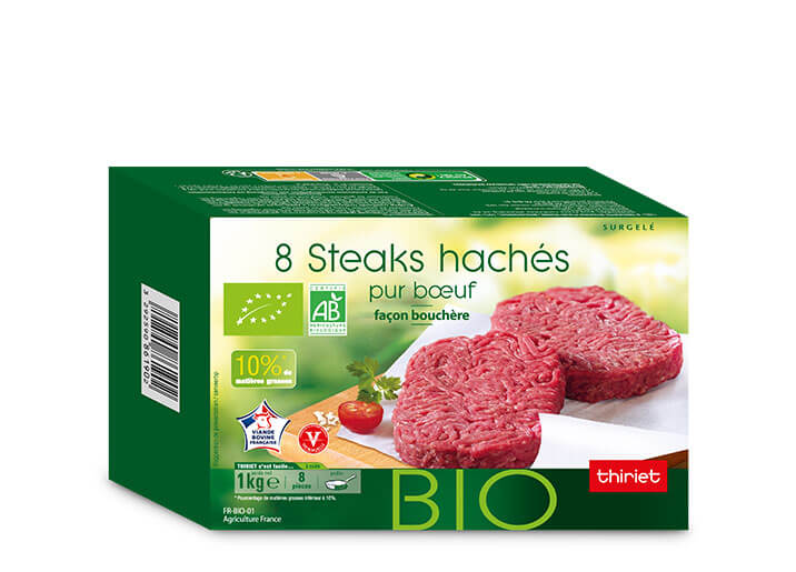 8 Steaks hachés pur boeuf 10% M.G. biologiques