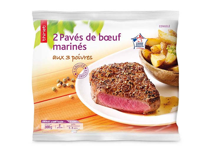 2 Pavés de bœuf marinés aux 3 poivres