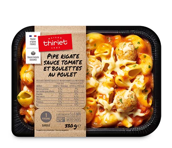 Pipe rigate sauce tomate et boulettes au poulet