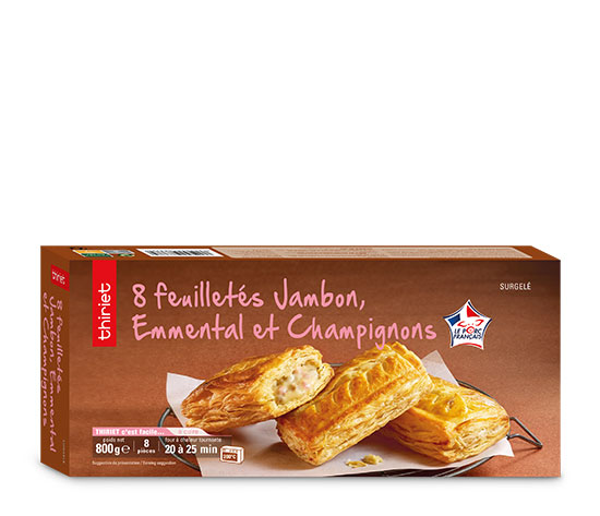8 Feuilletés jambon, emmental et champignons