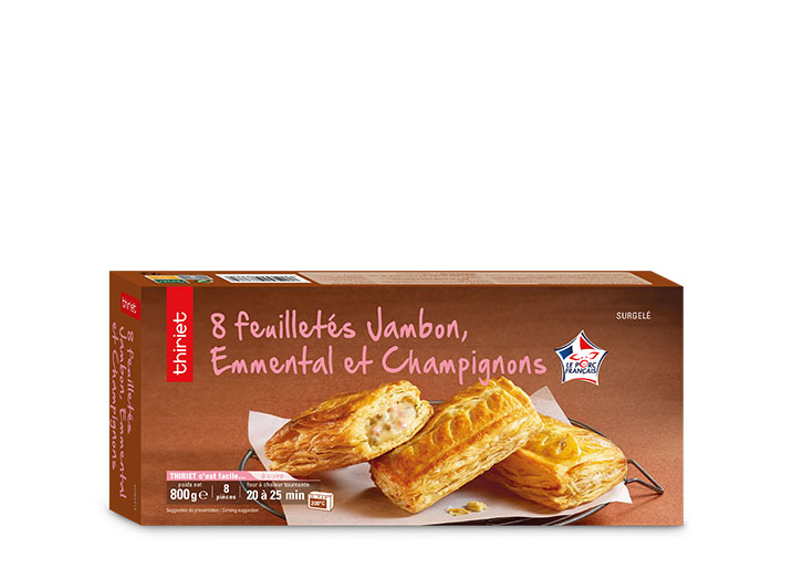 8 Feuilletés jambon, emmental et champignons