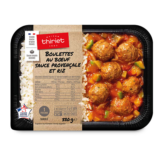 Boulettes au bœuf, sauce provençale et riz